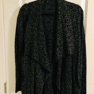 Black and gray leopard print sweater jacket